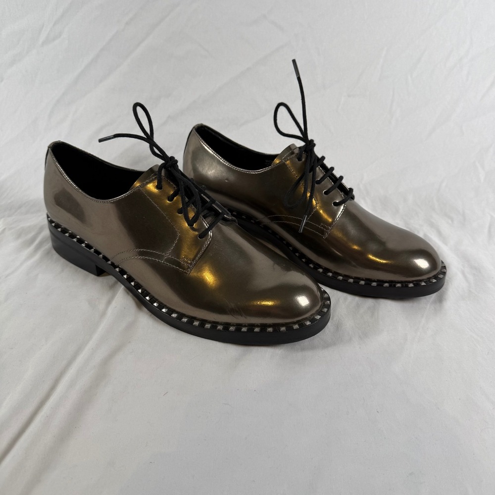 Ash Wonder Metallic Pewter Studded Leather Oxford Derby Shoes Gunmetal Bronze 40
